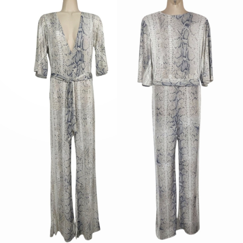 MISSGUIDED Snake Print Kimono Sleeve Jumpsuit NWT Sz 4